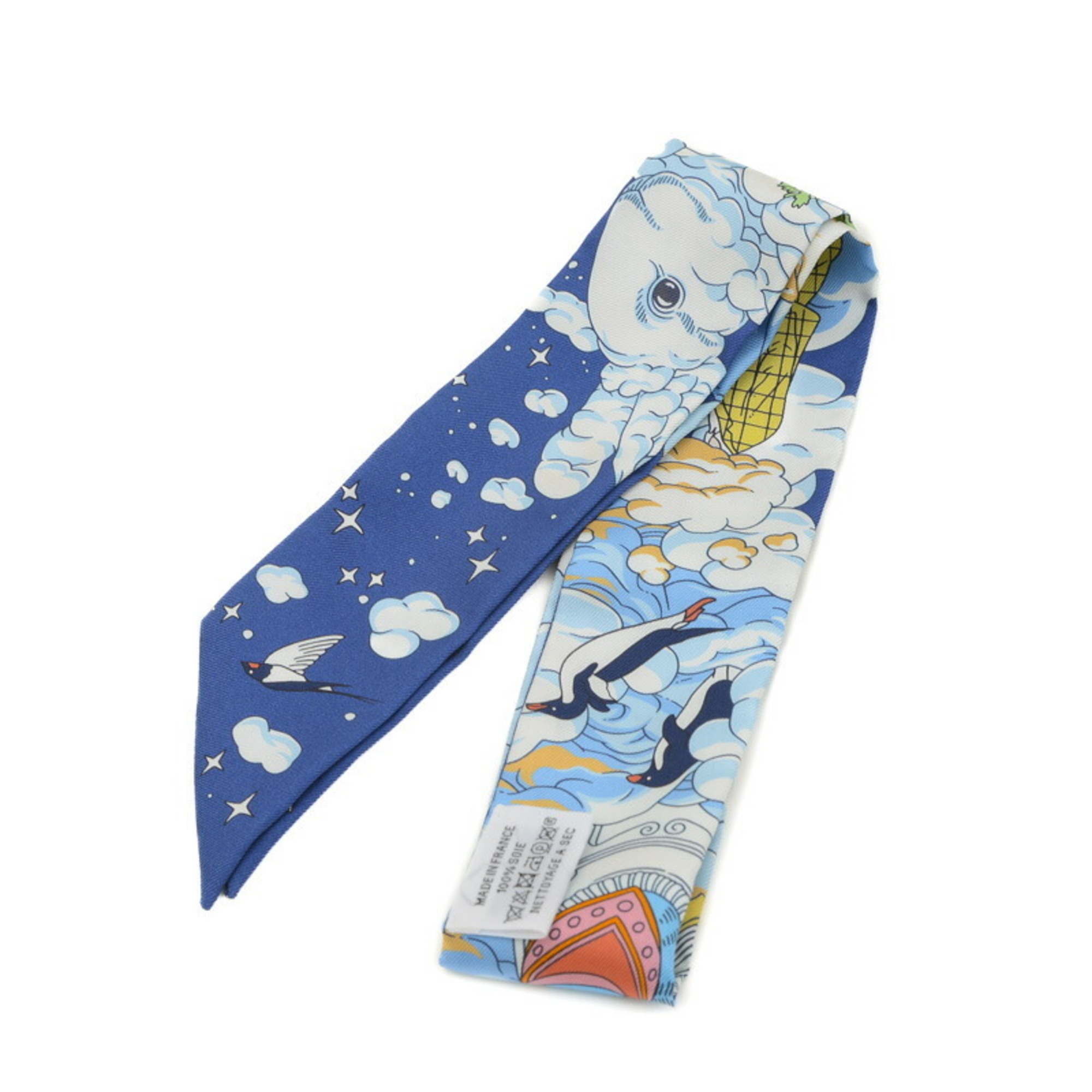 Hermes Twilly My Cloud SUR MON NUAGE Scarf Marine Clair Ciel Multicolor