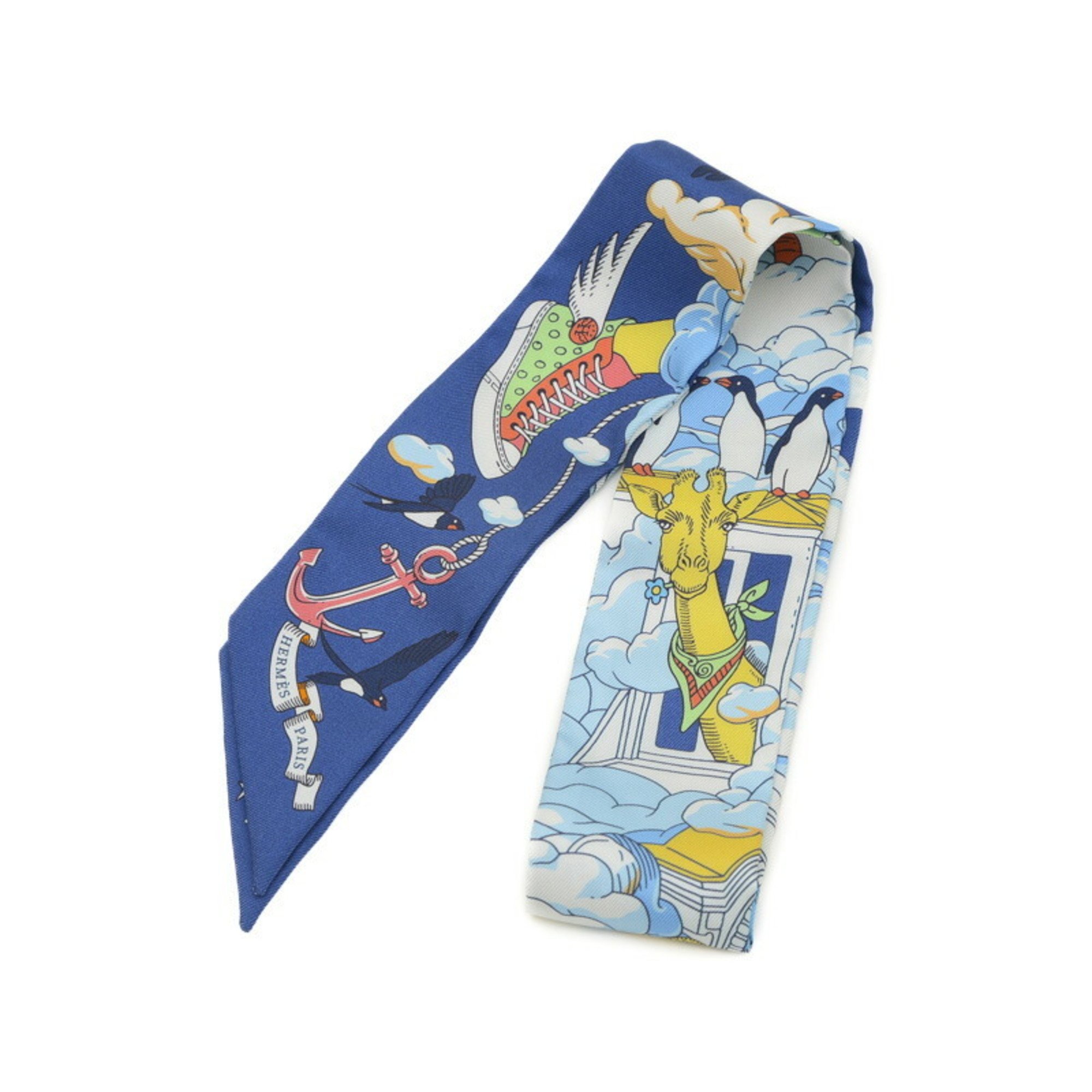 Hermes Twilly My Cloud SUR MON NUAGE Scarf Marine Clair Ciel Multicolor