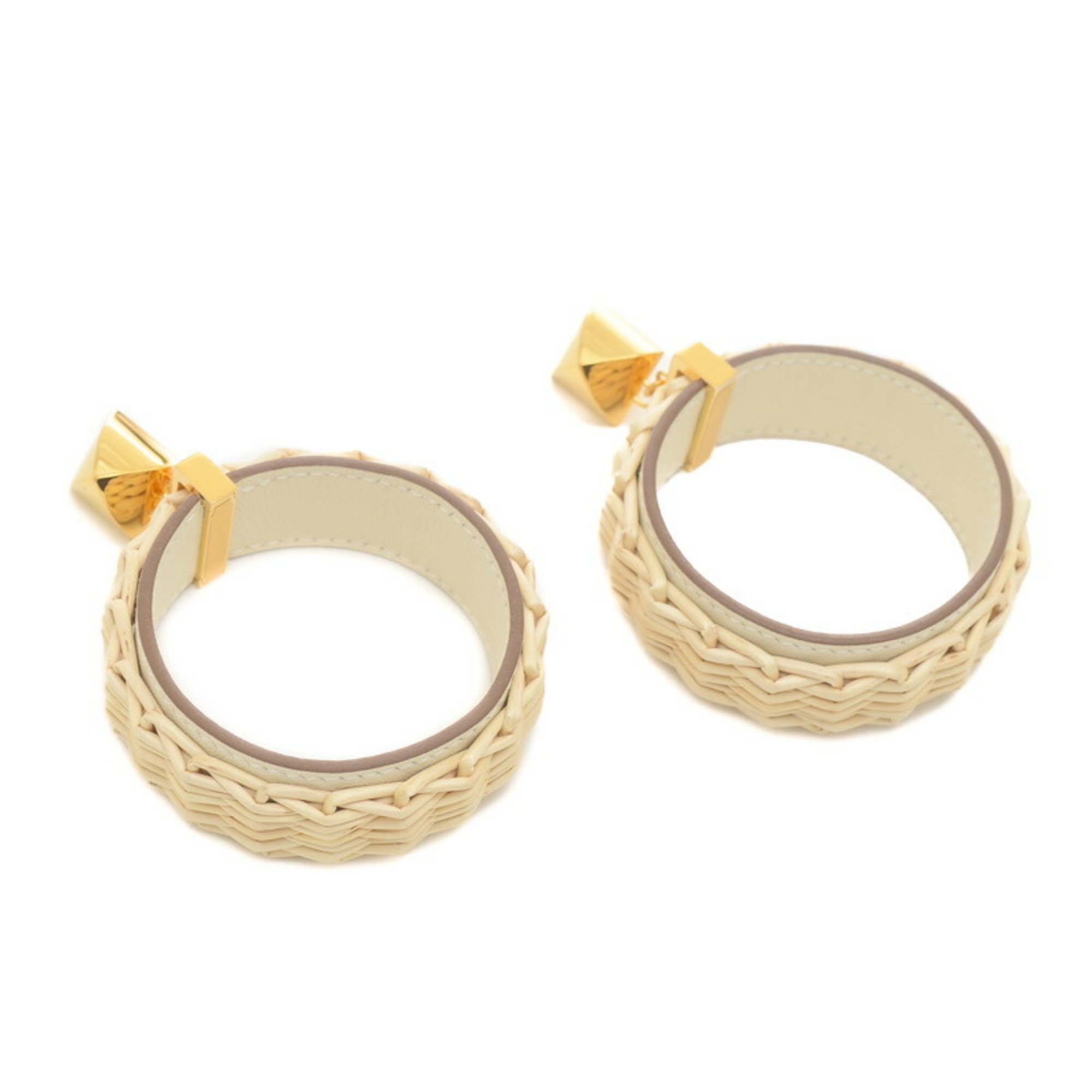 Hermes Medor Picnic Earrings in Veau Swift Willow Nata Natural