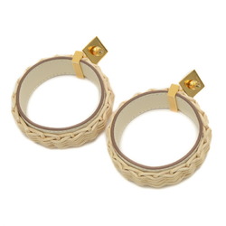 Hermes Medor Picnic Earrings in Veau Swift Willow Nata Natural