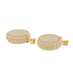 Hermes Medor Picnic Earrings in Veau Swift Willow Nata Natural