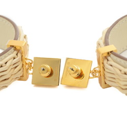 Hermes Medor Picnic Earrings in Veau Swift Willow Nata Natural