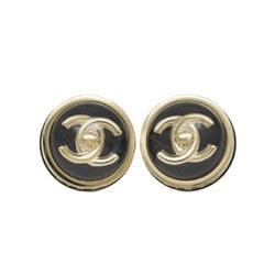 Chanel Coco Mark Earrings Black Champagne Gold B23C