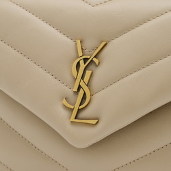 Saint Laurent Lulu Toy Bag Shoulder Leather Beige 678401