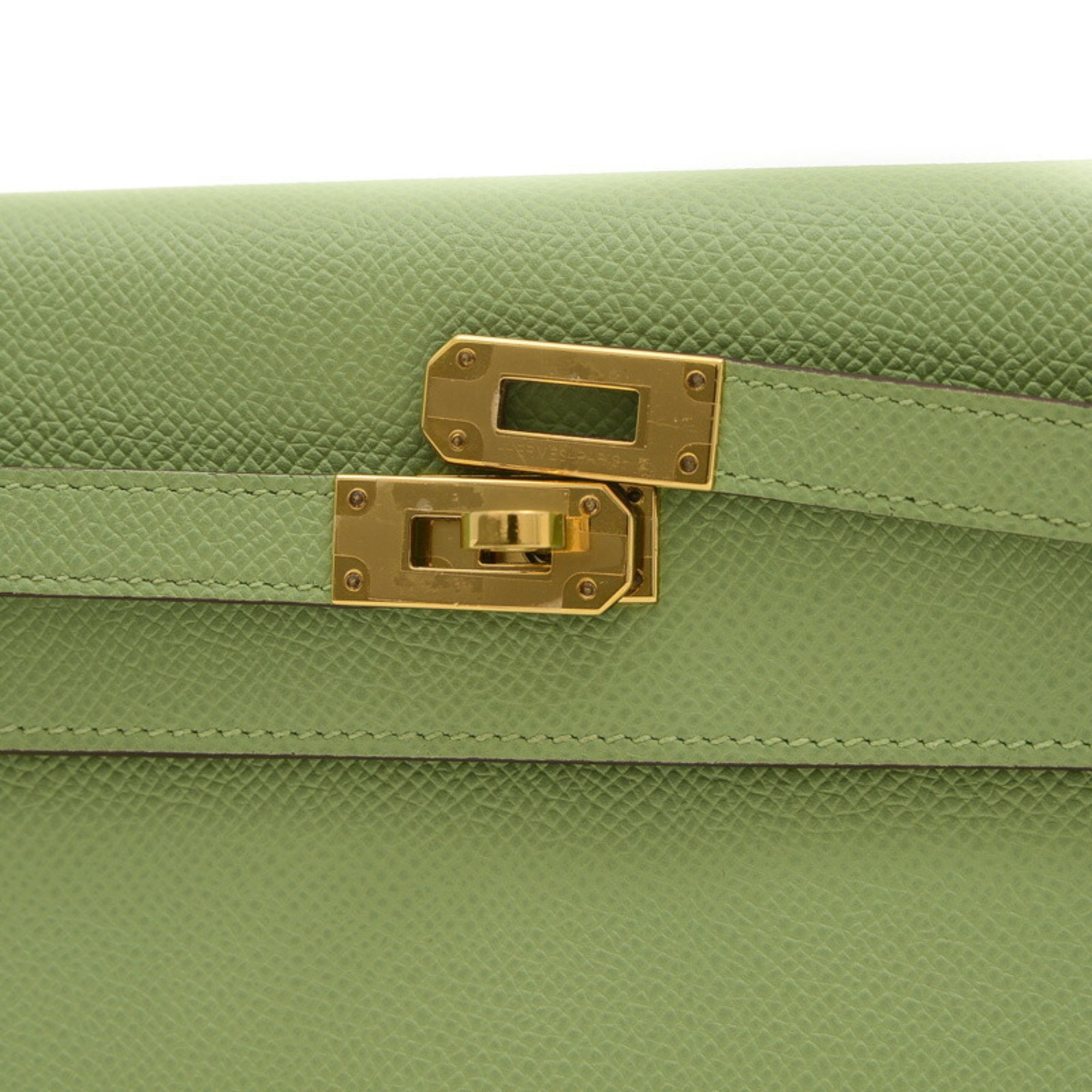 Hermes Kelly To Go Verso Shoulder Bag Vert Cricket Blue Brume Y Stamp