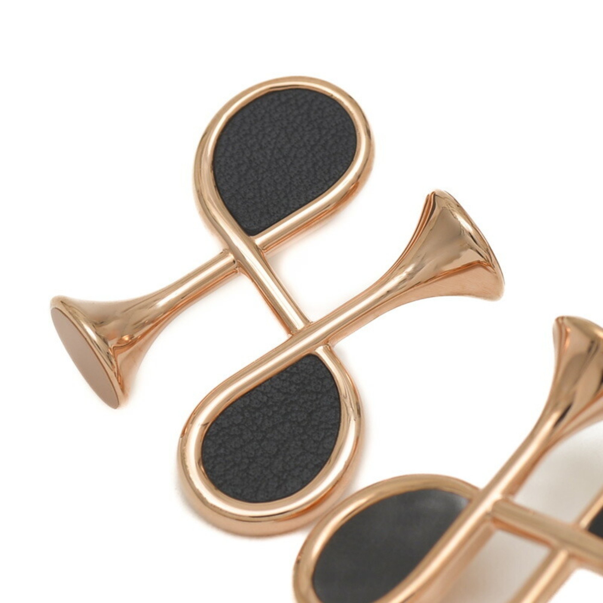 Hermes Cor H Earrings Swift Metal Black Rose Gold