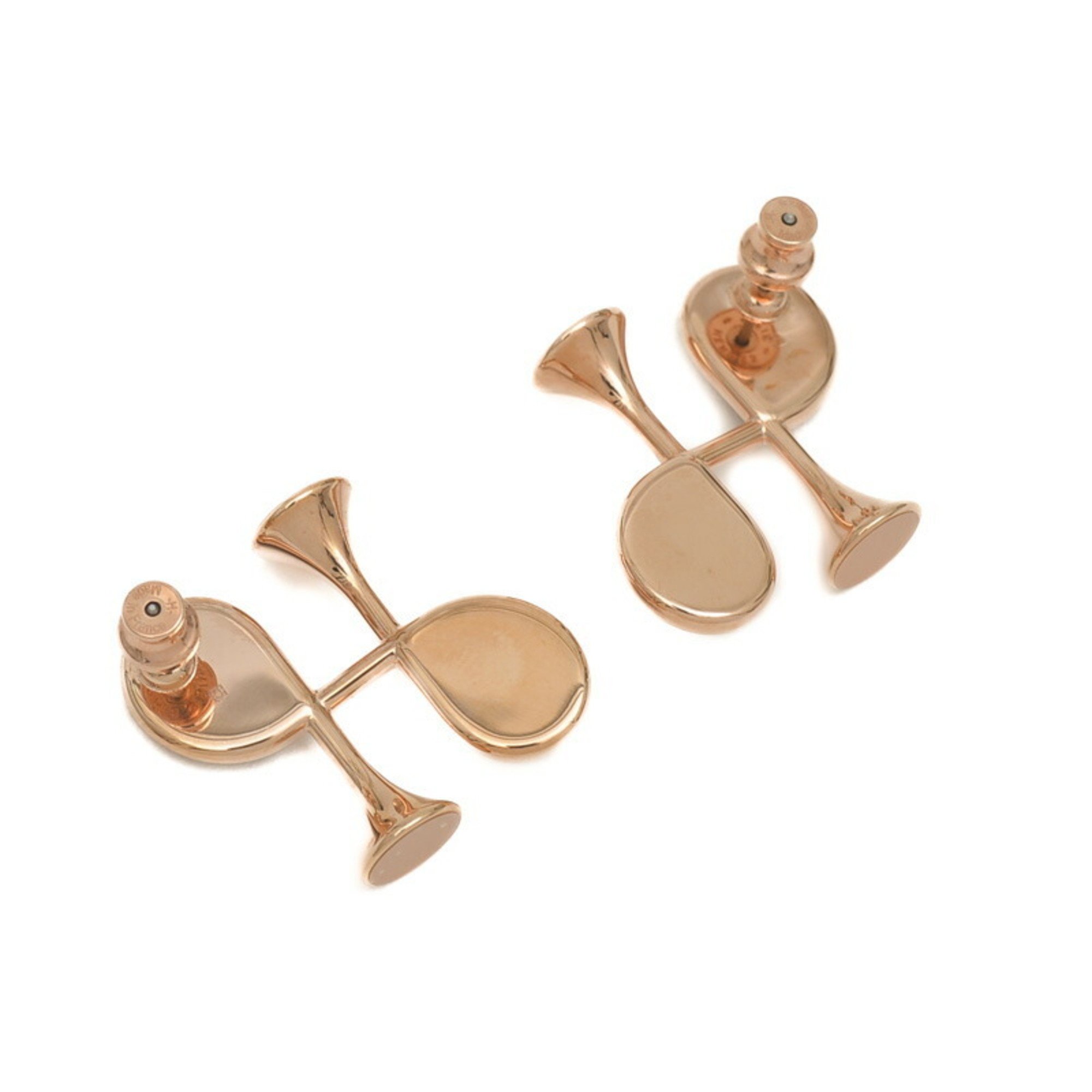 Hermes Cor H Earrings Swift Metal Black Rose Gold