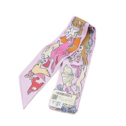 Hermes Twilly Thousand and One Rabbits Mille et Lapins Scarf Purple 100% Silk