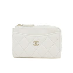 Chanel Matelasse Card Wallet/Coin Case Caviar Skin White AP3179