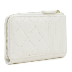 Chanel Matelasse Card Wallet/Coin Case Caviar Skin White AP3179