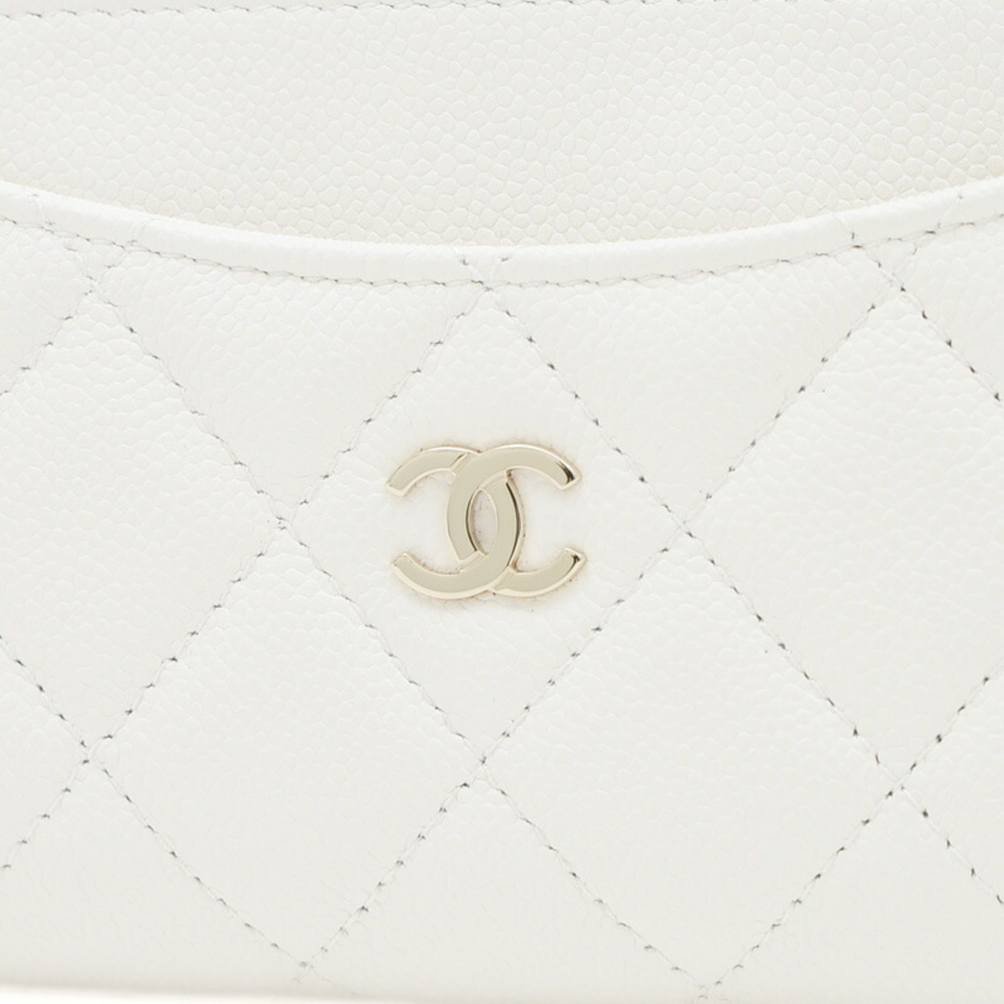 Chanel Matelasse Card Wallet/Coin Case Caviar Skin White AP3179