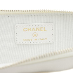 Chanel Matelasse Card Wallet/Coin Case Caviar Skin White AP3179