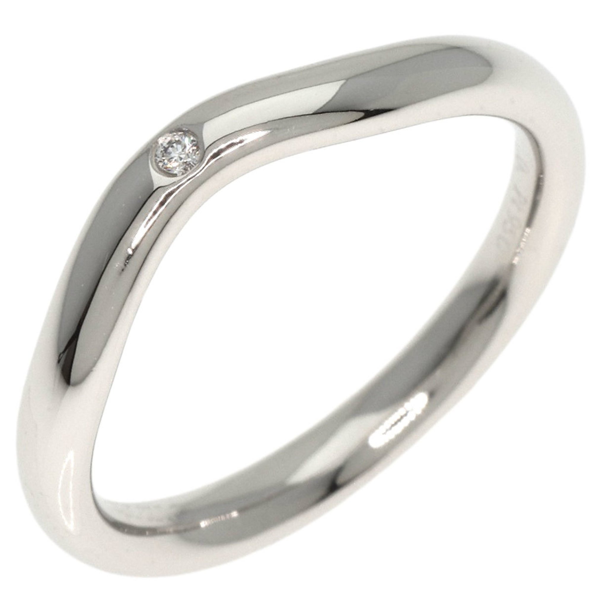 Tiffany Curved Band 1P Diamond Ring, Platinum PT950, Women's, TIFFANY&Co.