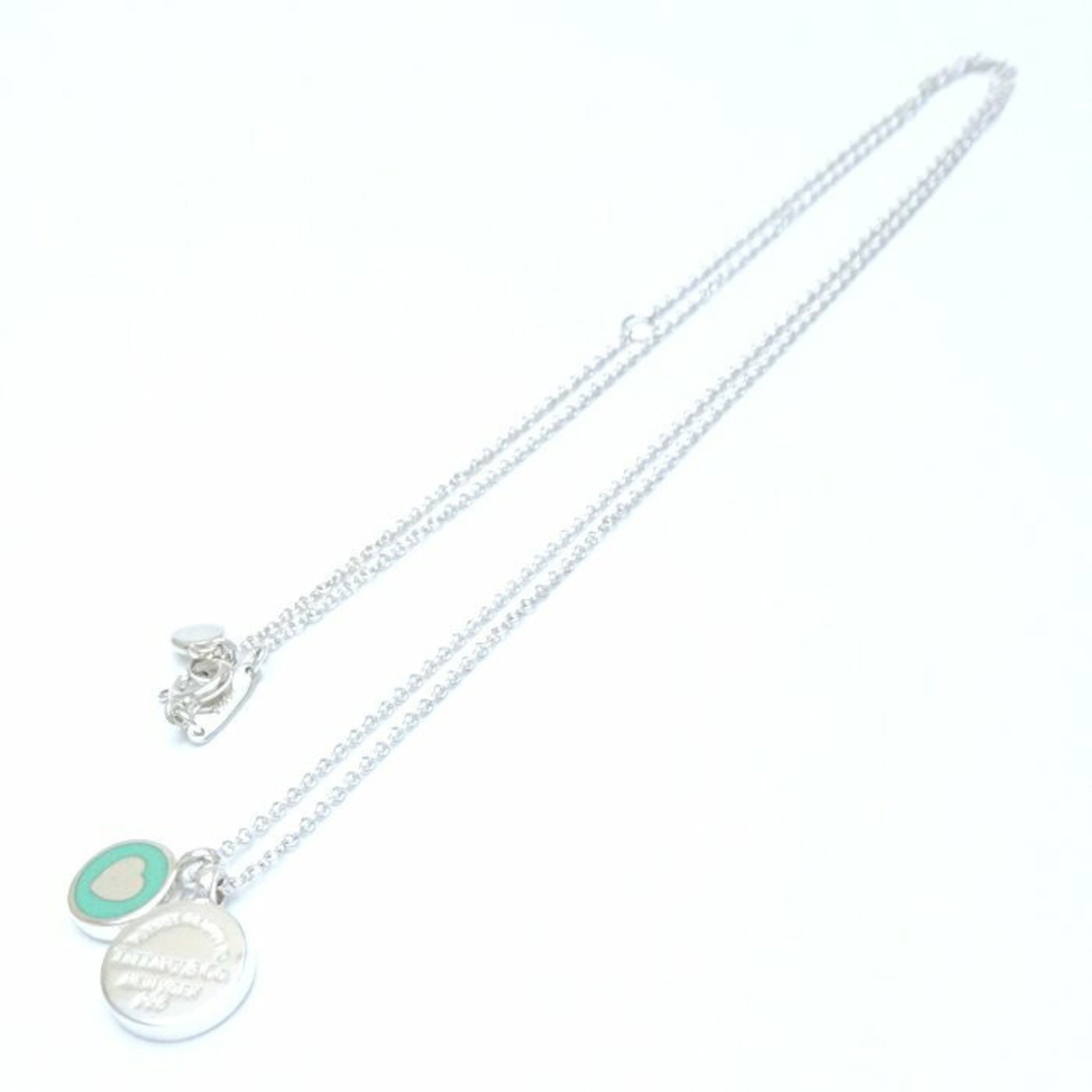 TIFFANY&Co. Tiffany Return to Circle Duo Necklace Blue Heart Silver 925 292414