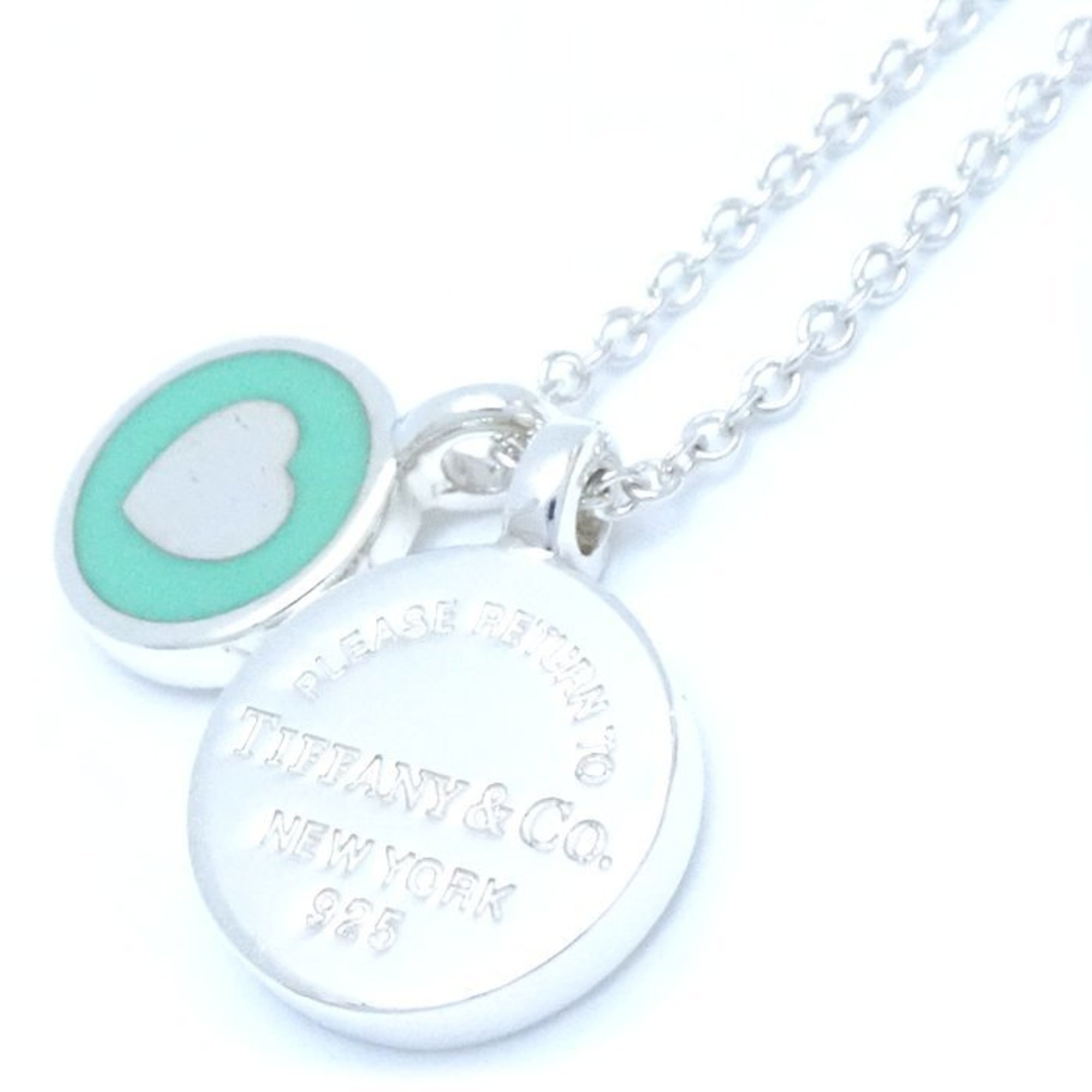 TIFFANY&Co. Tiffany Return to Circle Duo Necklace Blue Heart Silver 925 292414