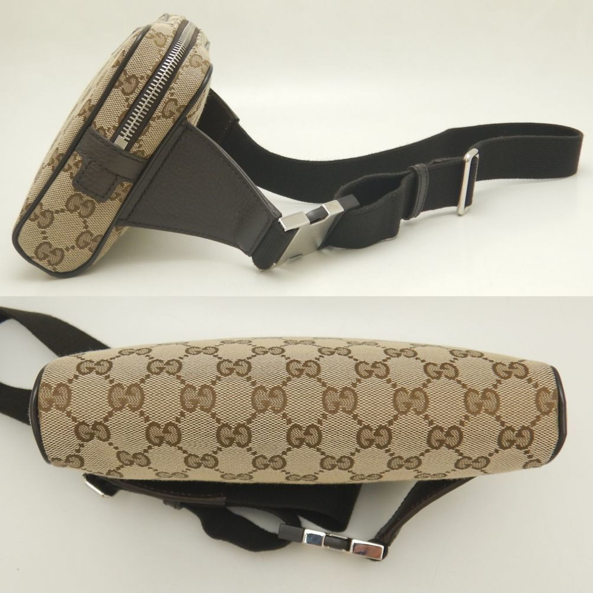 GUCCI Gucci Waist Bag 449174 GG Canvas x Leather Beige Outlet 252125