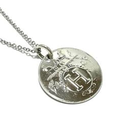 Hermes HERMES Men's and Women's Pendant Exlibris Necklace Silver 925