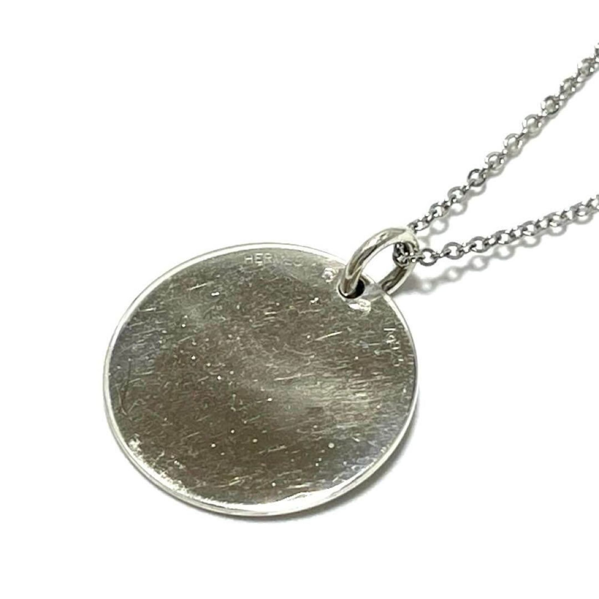 Hermes HERMES Men's and Women's Pendant Exlibris Necklace Silver 925