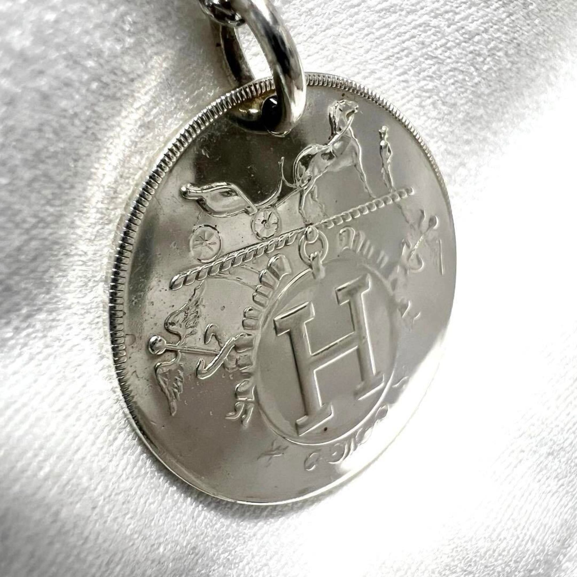 Hermes HERMES Men's and Women's Pendant Exlibris Necklace Silver 925