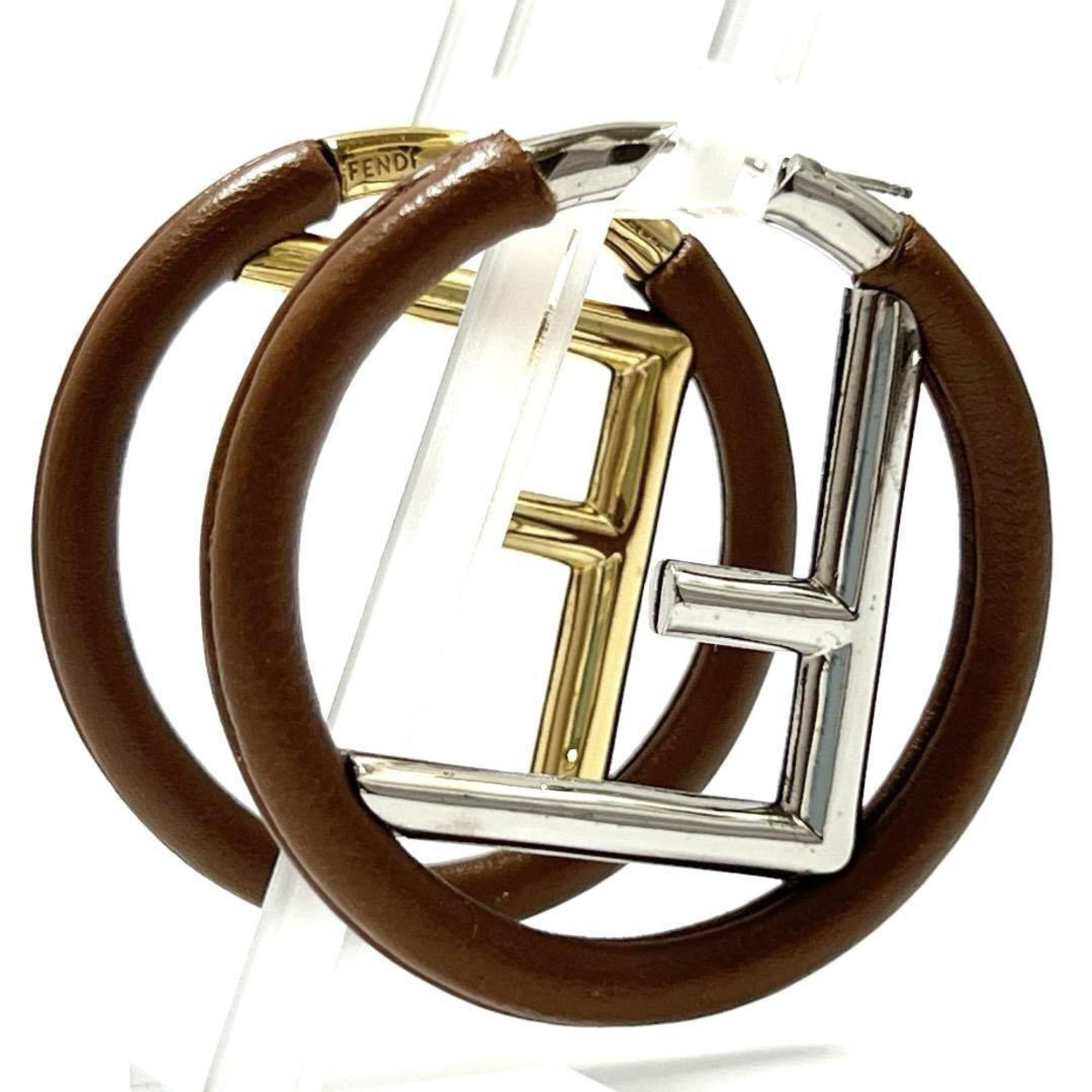 FENDI Women's Hoop Earrings Combi F's Fendi Leather