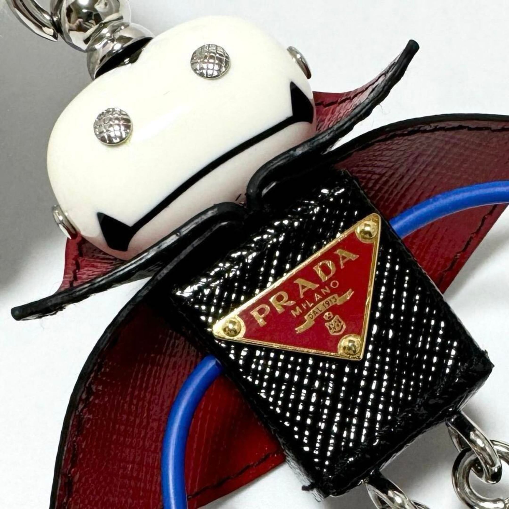 PRADA Women's and Men's Bag Charm Vlad Key Ring Trick Holder Leather