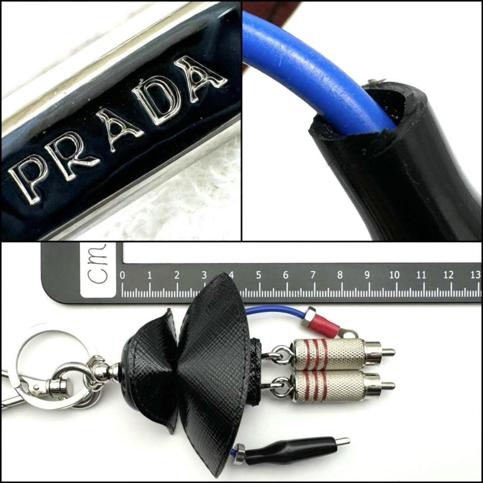 PRADA Women's and Men's Bag Charm Vlad Key Ring Trick Holder Leather