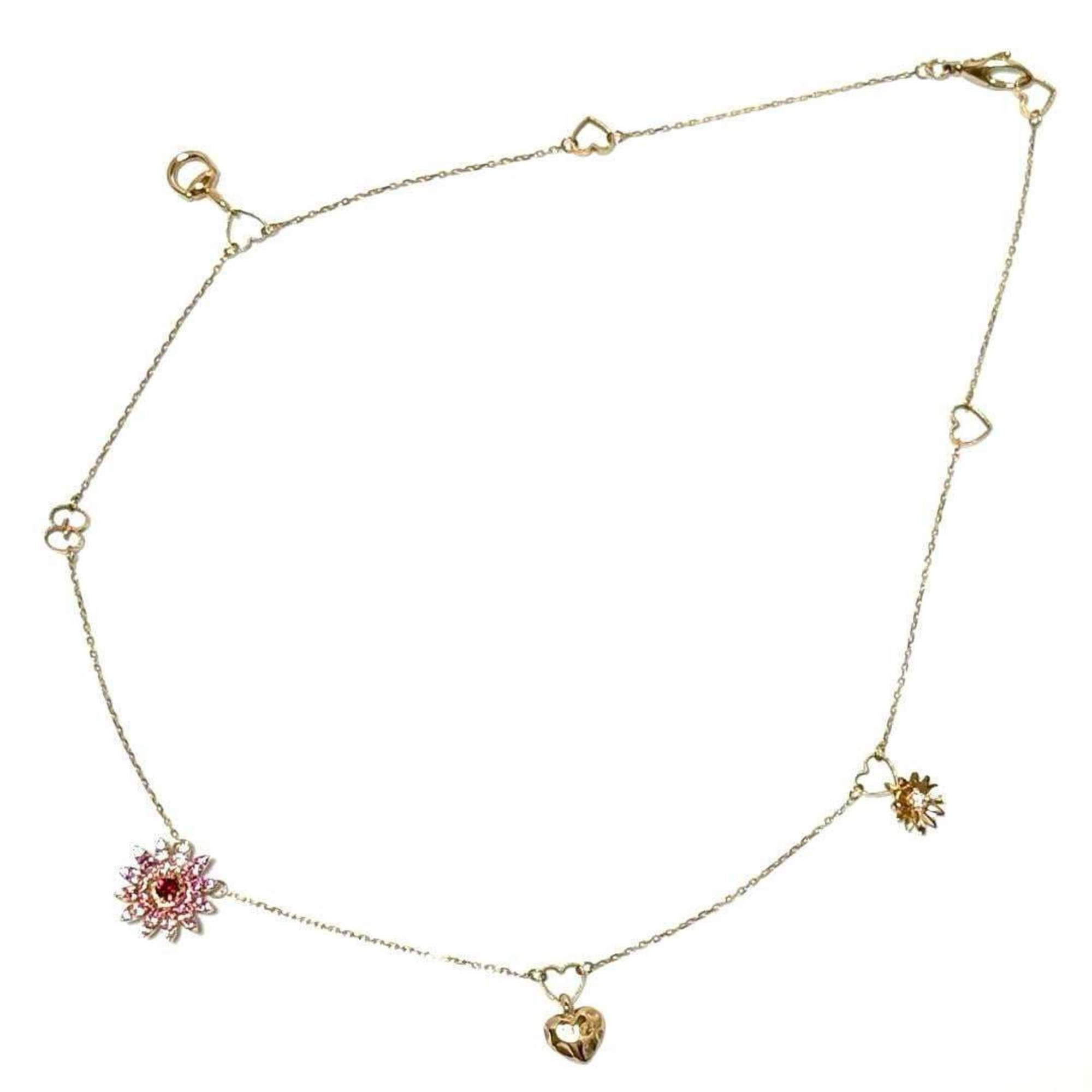 Gucci Flora Station Necklace Pendant for Women, 18K Pink Gold, Sapphire, Ruby