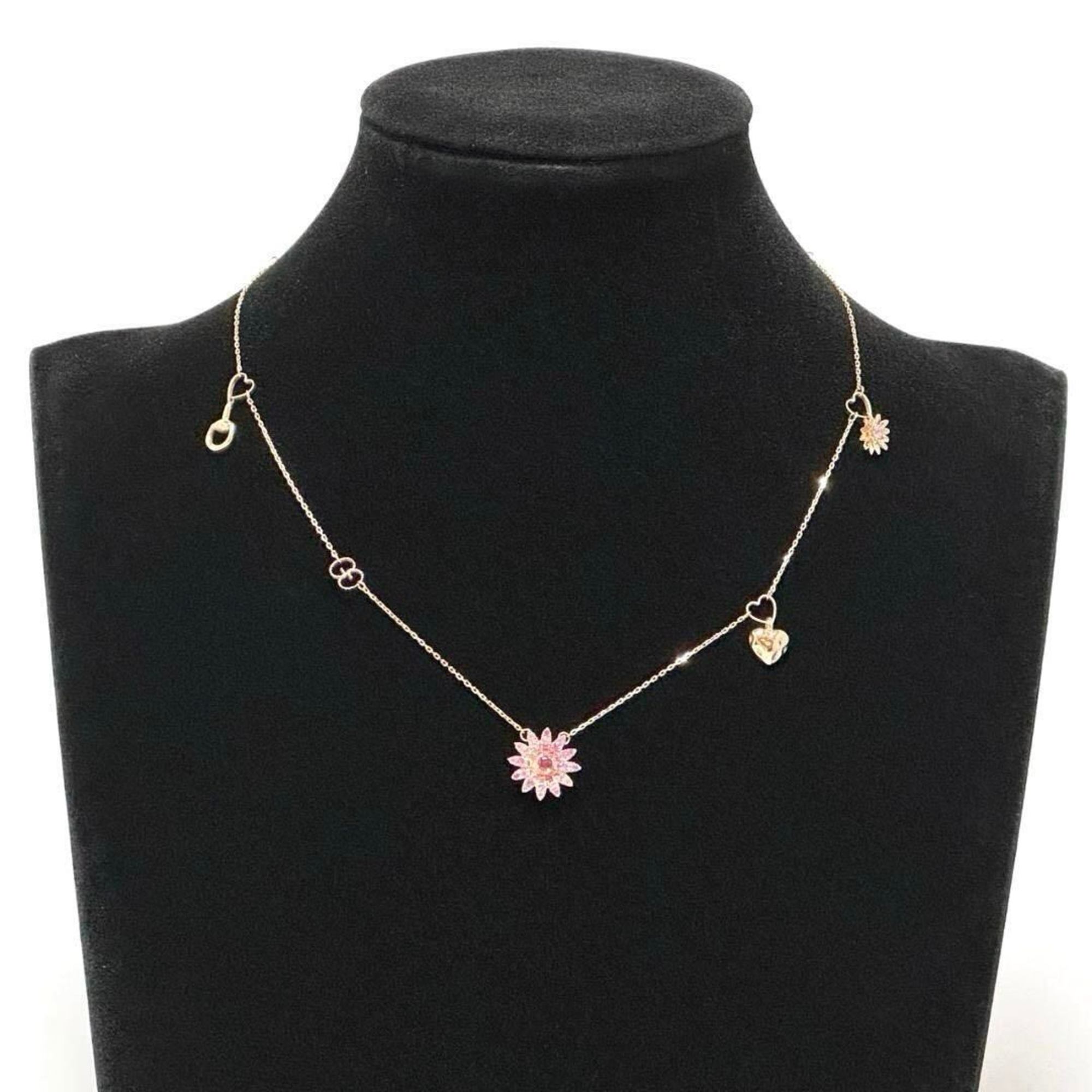 Gucci Flora Station Necklace Pendant for Women, 18K Pink Gold, Sapphire, Ruby