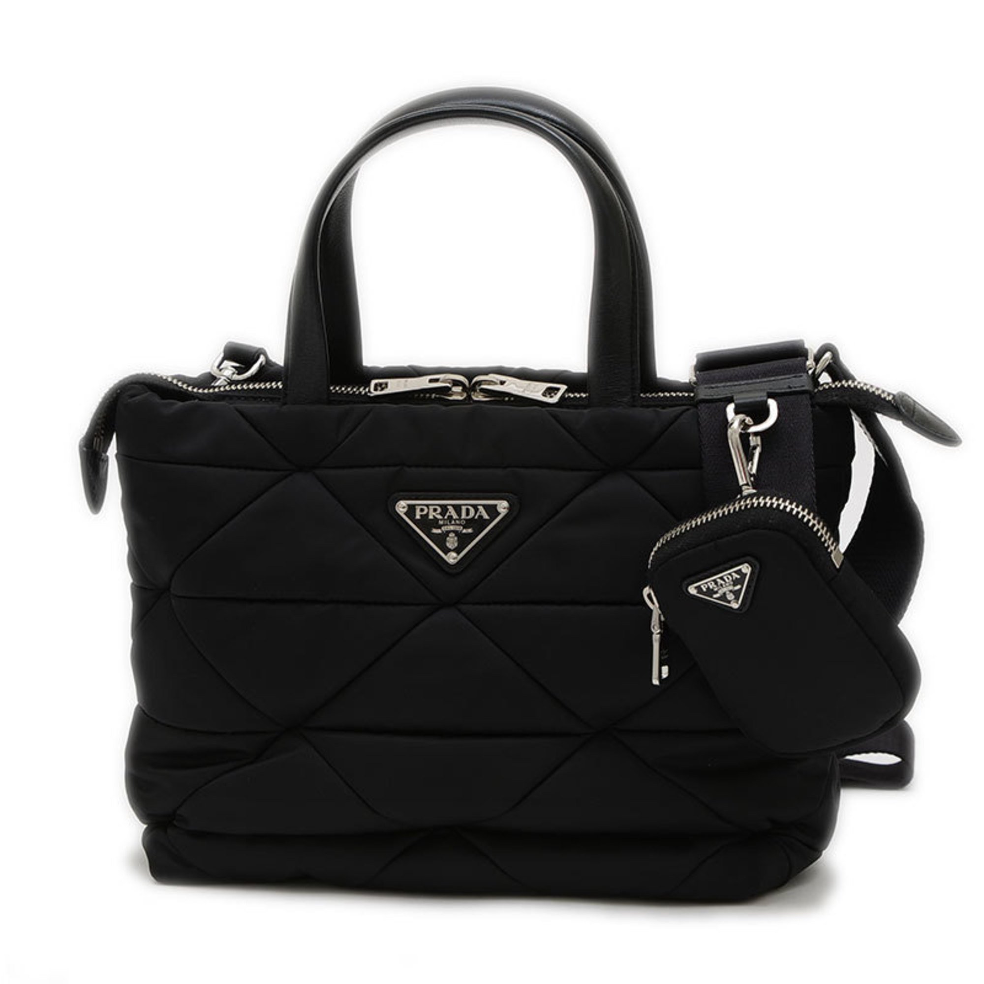 Prada Padded Re-Nylon 2Way Tote Bag Nylon Leather Black 1BG373