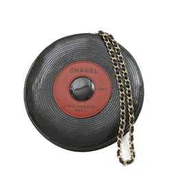 Chanel Record Chain Bag Patent Leather Black Red A25387