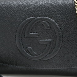 Gucci Chain Shoulder Bag Black Leather 536224