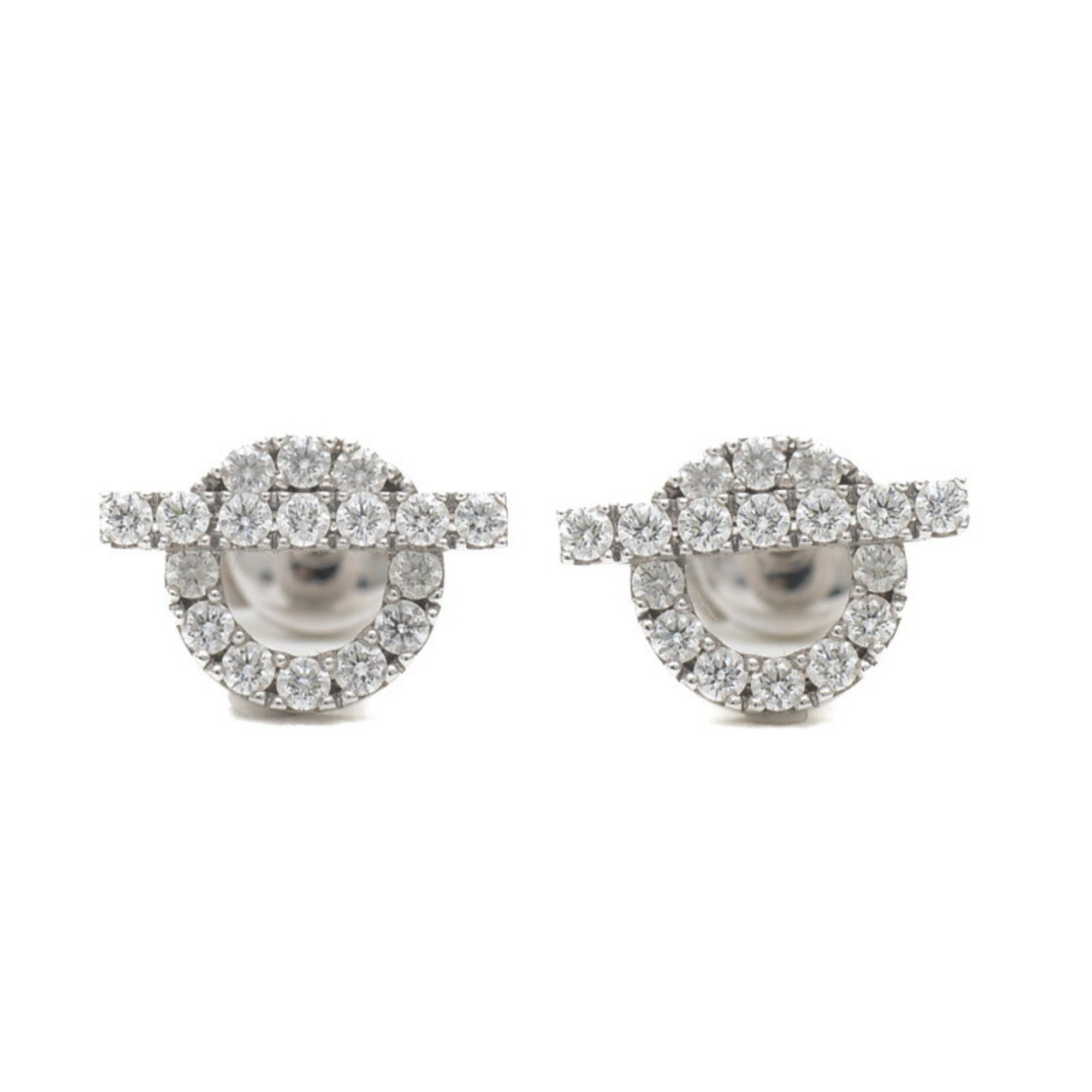 Hermes Finesse Earrings K18WG Diamond D0.92ct