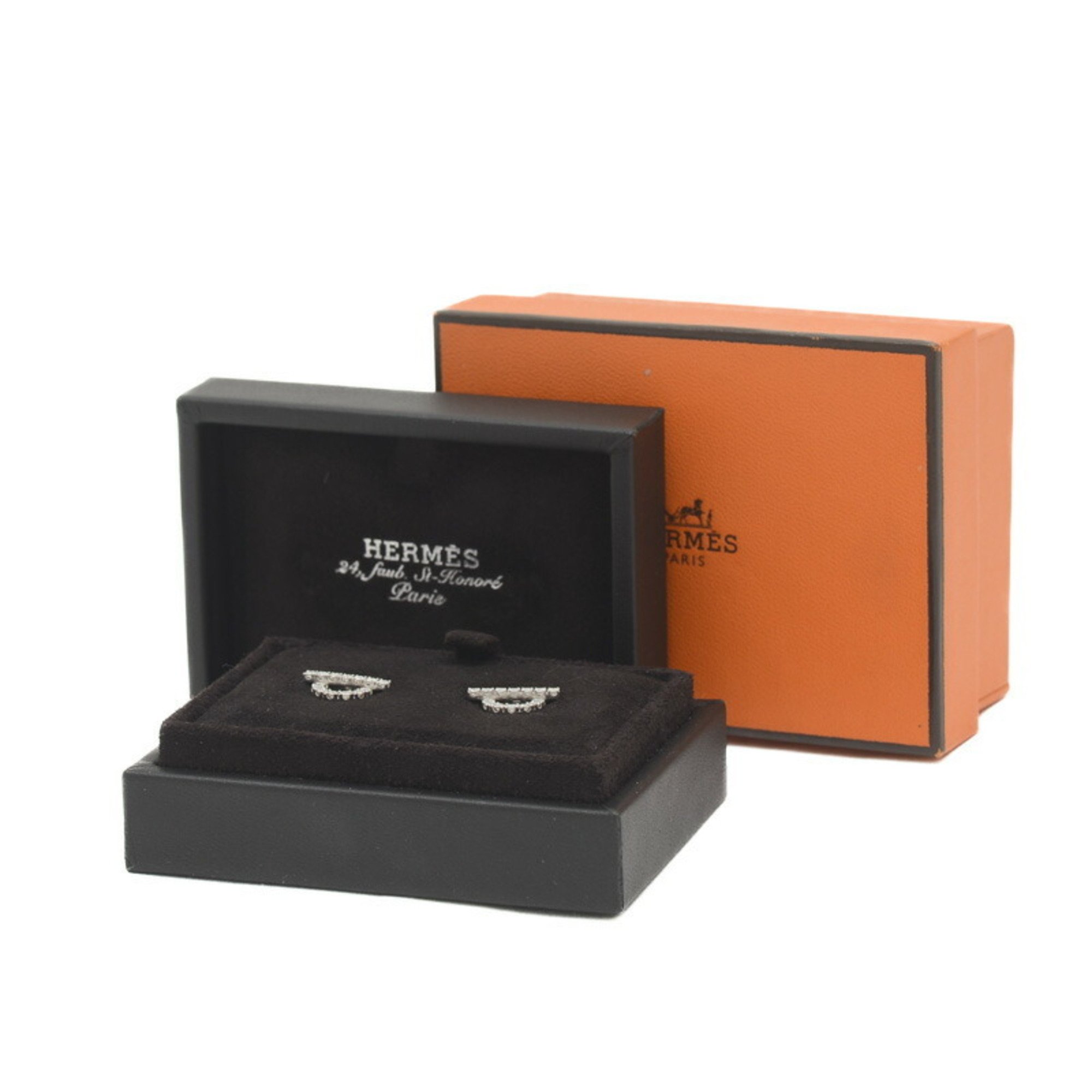 Hermes Finesse Earrings K18WG Diamond D0.92ct