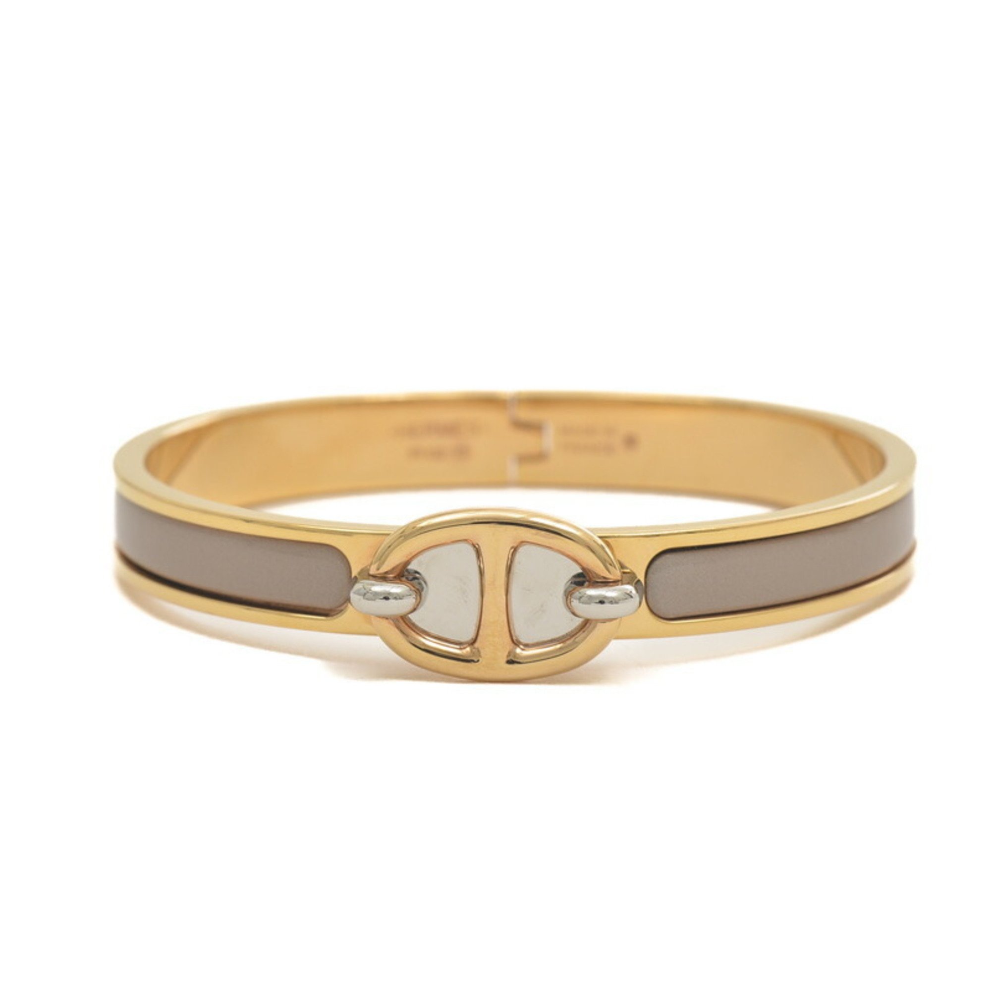 Hermes Click Chaine d'Ancre Bracelet Bangle Grey Gold Silver