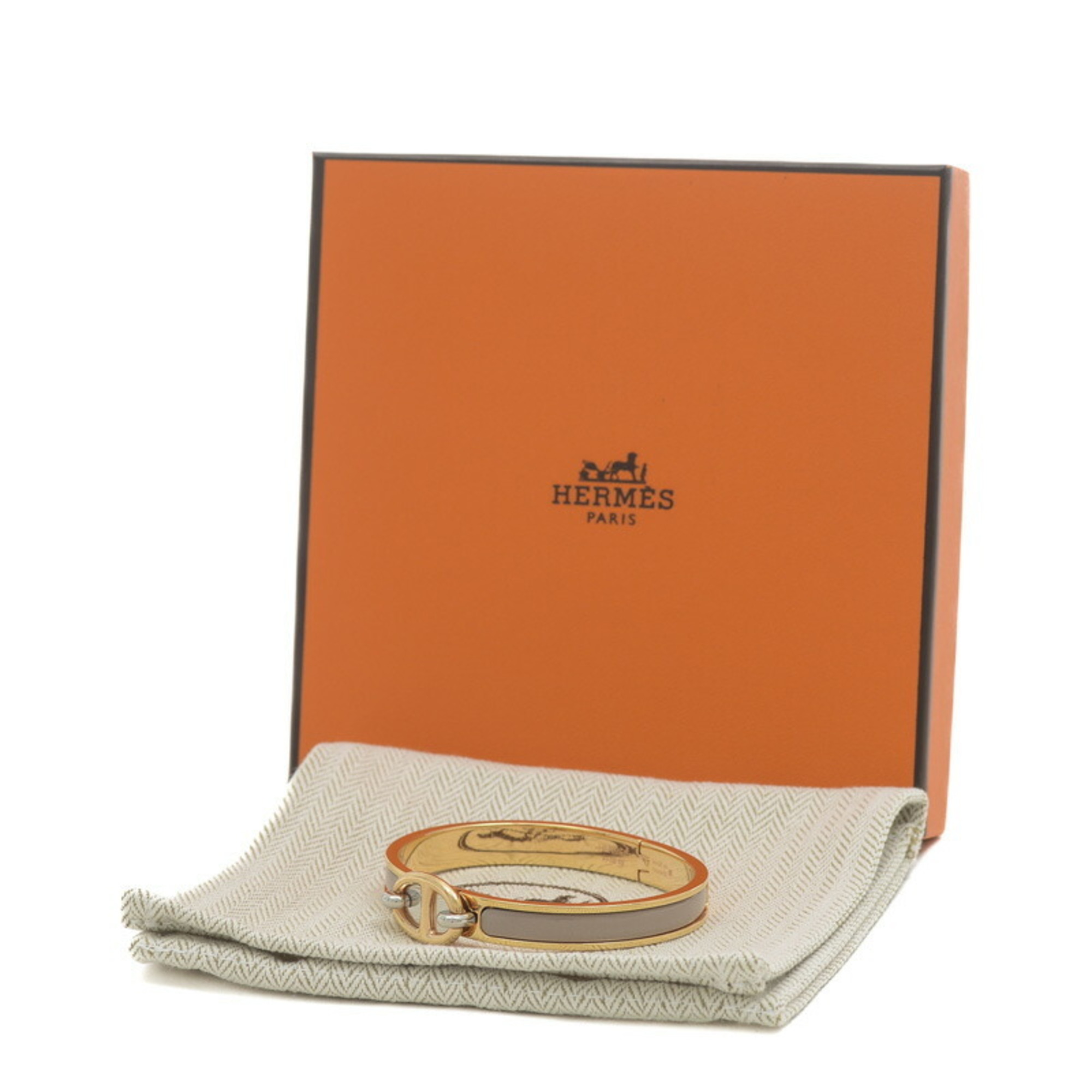 Hermes Click Chaine d'Ancre Bracelet Bangle Grey Gold Silver