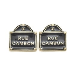 Chanel Earrings Coco Mark Cambon Store Sign Matte Gold Black B15S