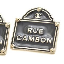 Chanel Earrings Coco Mark Cambon Store Sign Matte Gold Black B15S