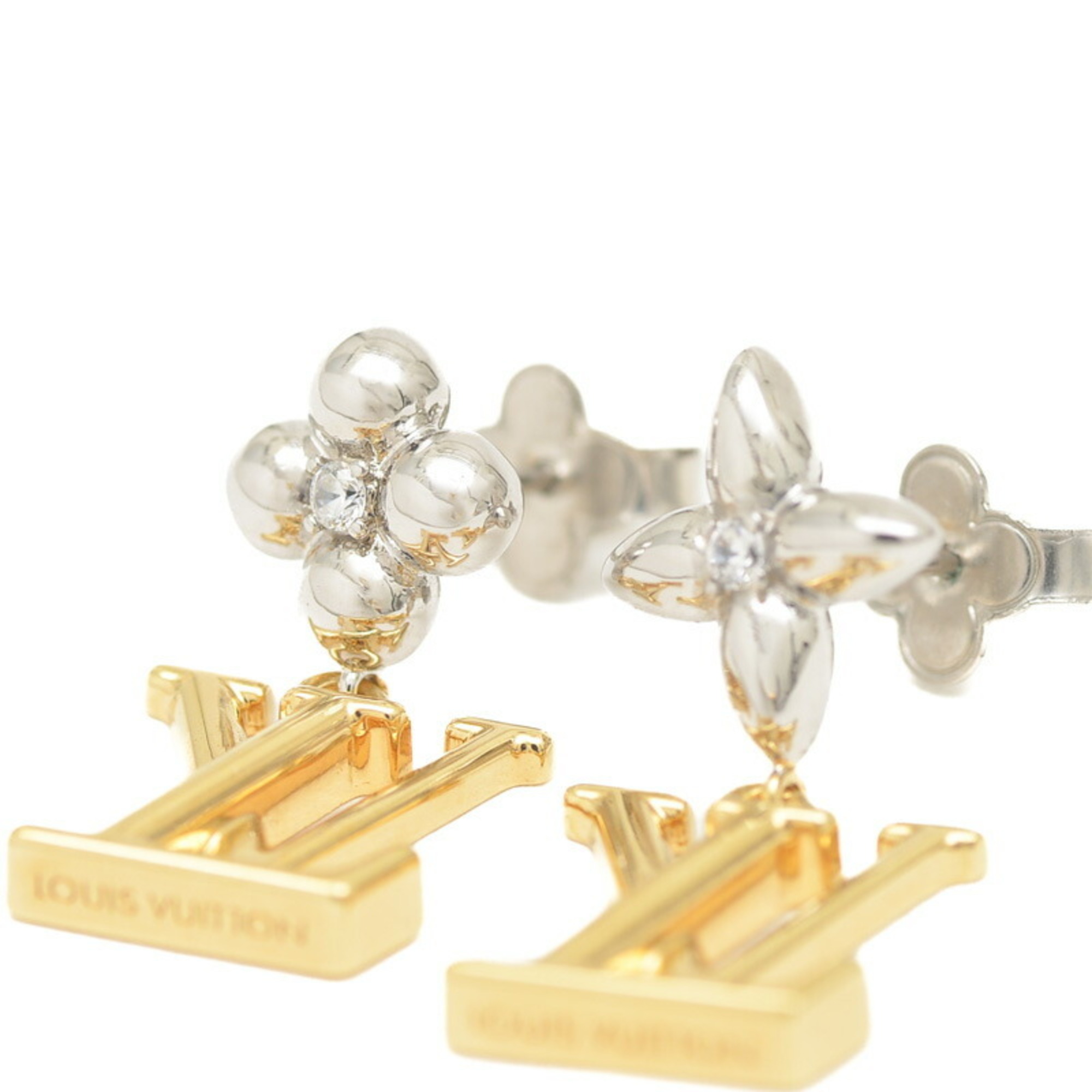 Louis Vuitton Pandant LV Iconic Flower Earrings Gold Silver M01287