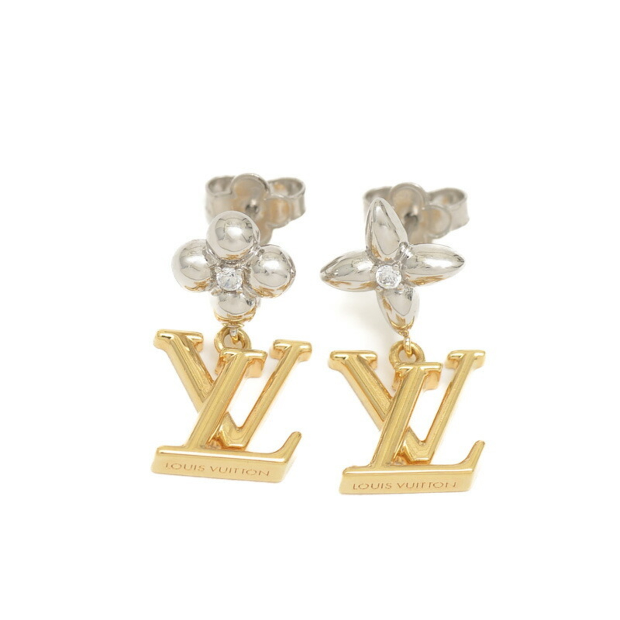 Louis Vuitton Pandant LV Iconic Flower Earrings Gold Silver M01287