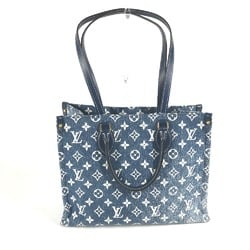 LOUIS VUITTON M59608 Monogram Denim Jacquard On the Go MM Bag Tote Shoulder Canvas Leather Women's Marine Blue D-240804-17