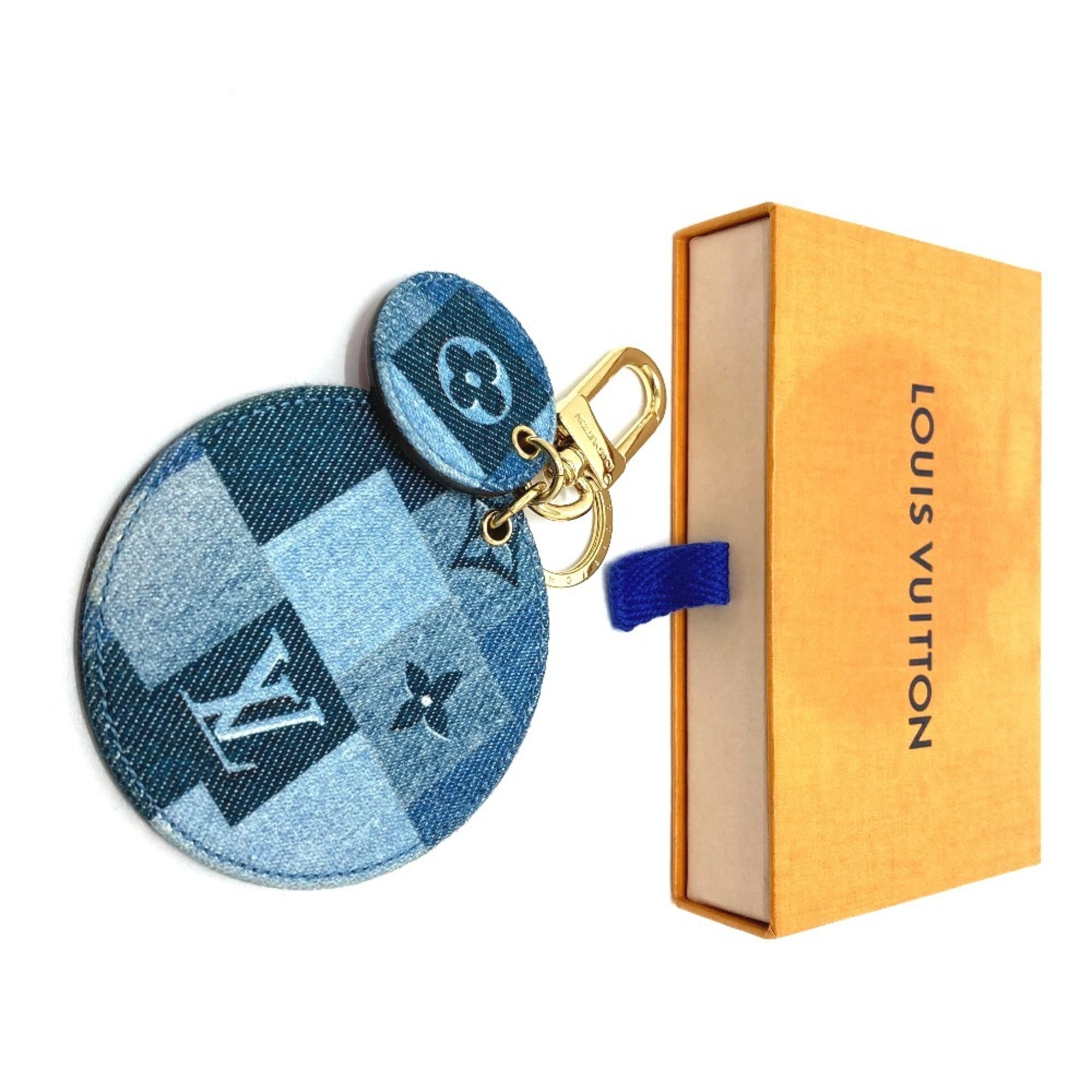 LOUIS VUITTON M69017 Monogram Denim Portocle Key Ring Bag Charm Holder Canvas Men's Women's Blue