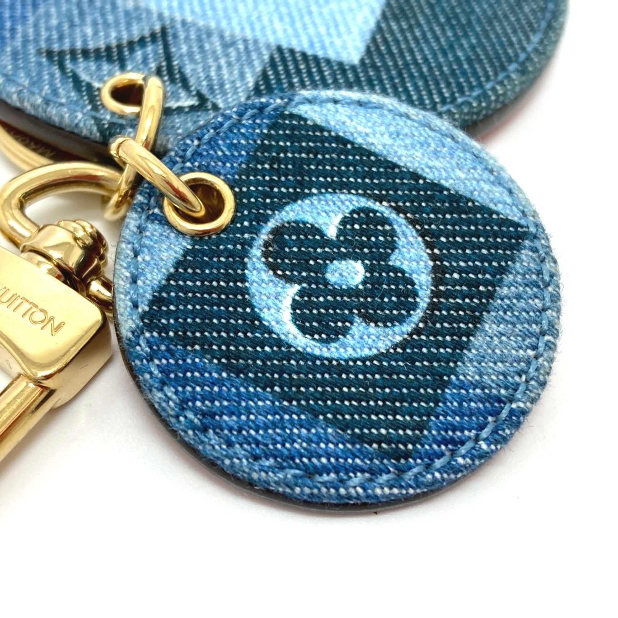 LOUIS VUITTON M69017 Monogram Denim Portocle Key Ring Bag Charm Holder Canvas Men's Women's Blue