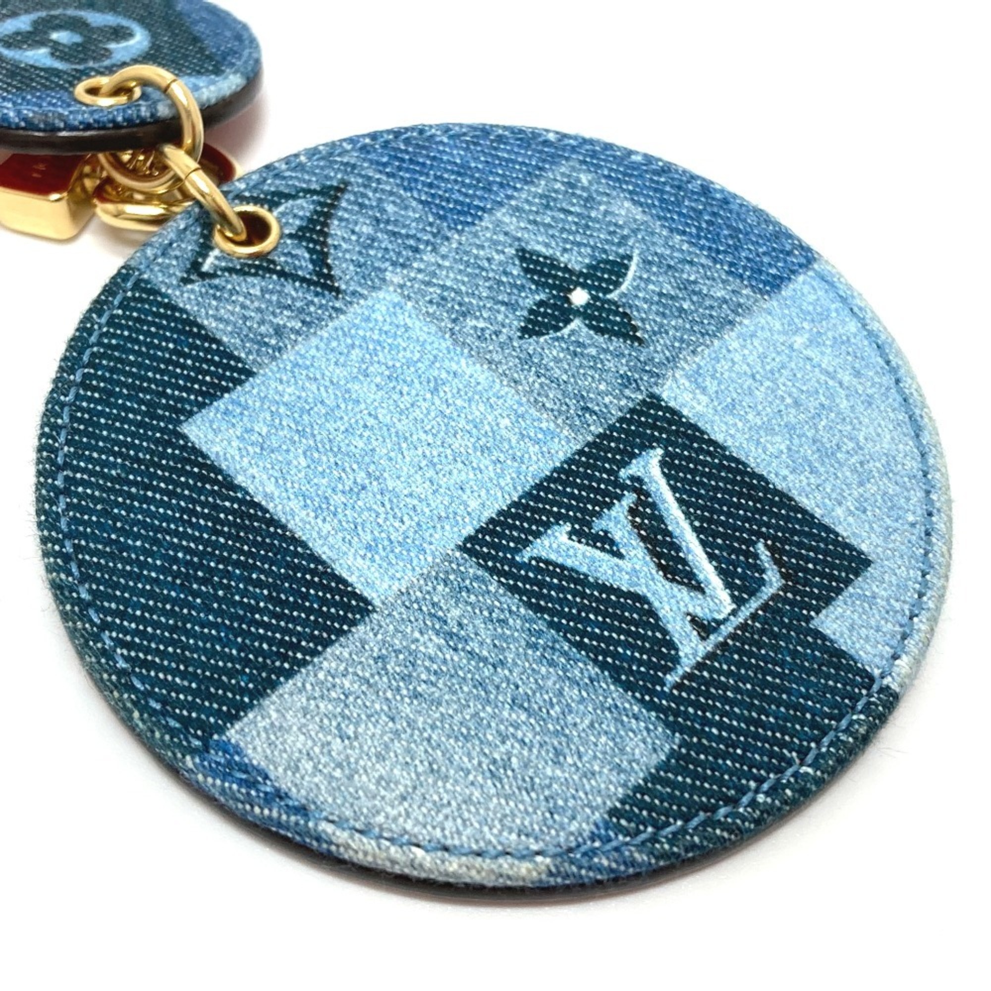 LOUIS VUITTON M69017 Monogram Denim Portocle Key Ring Bag Charm Holder Canvas Men's Women's Blue