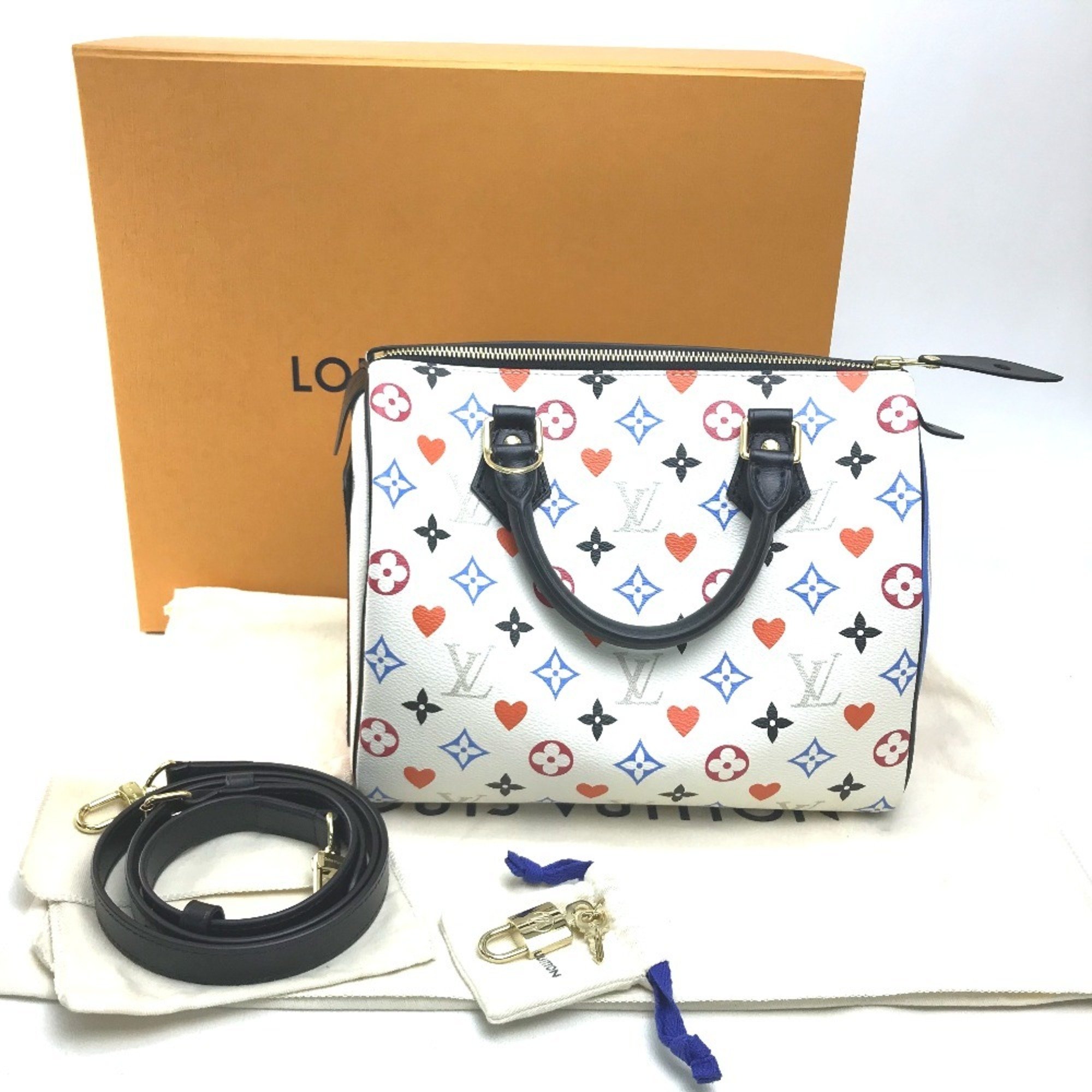 LOUIS VUITTON M57466 Monogram Multi Speedy Bandouliere 25 Handbag Canvas Women's Blanc White x Multicolor