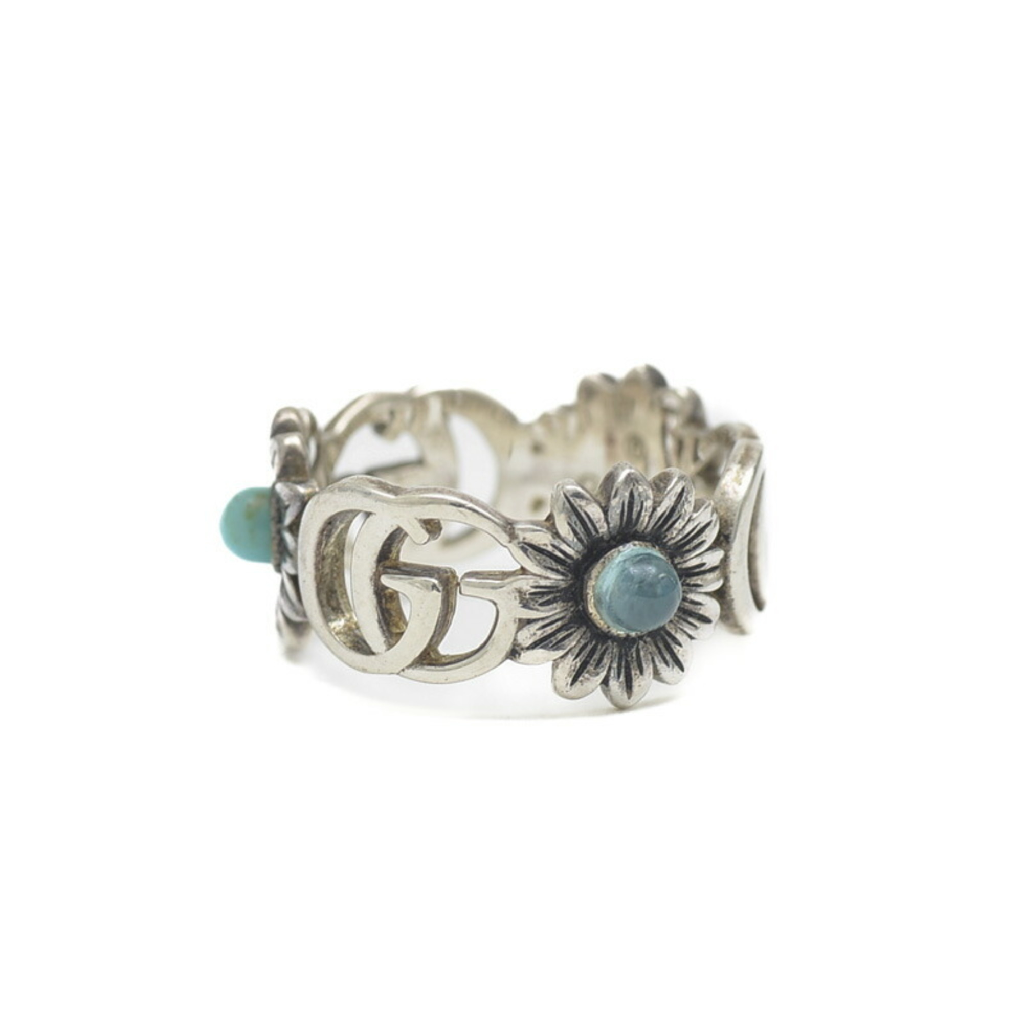 Gucci Double G Ring Flower Motif Silver SV925 527394