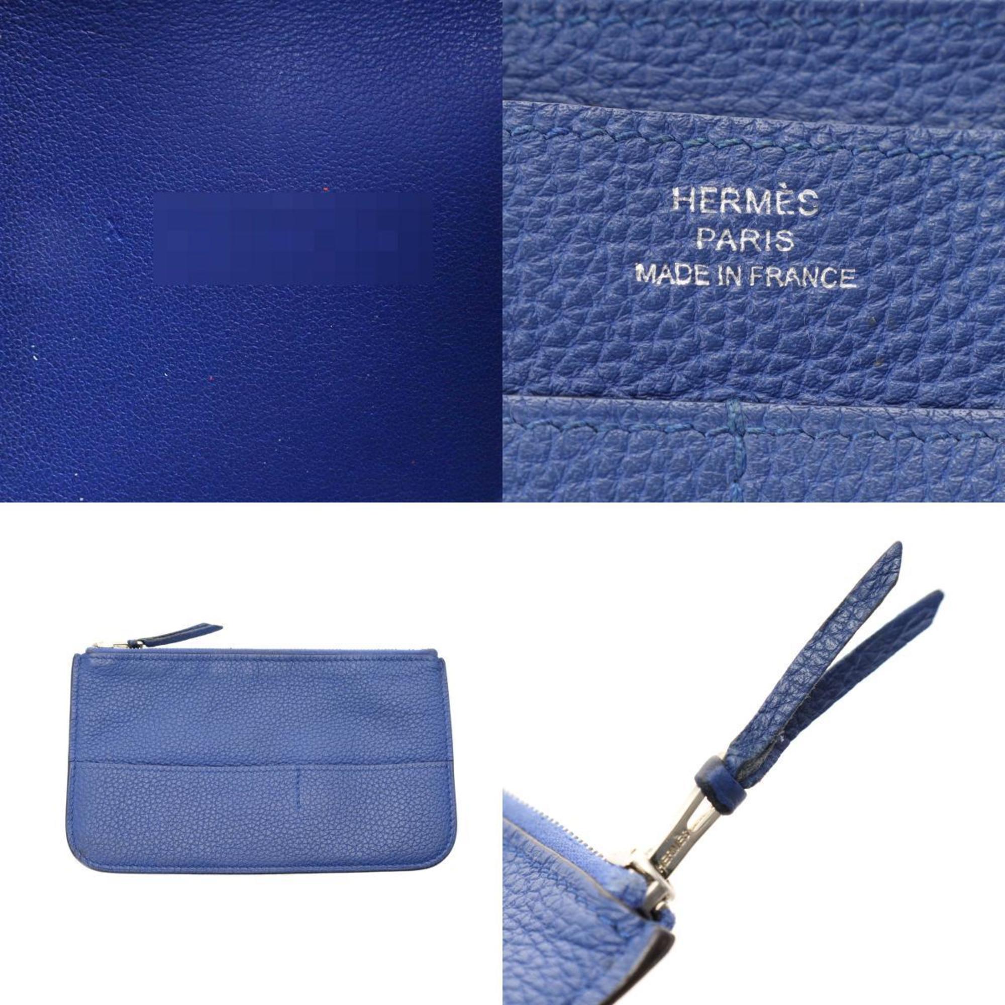 HERMES Dogon GM Blue Electric X Stamp (around 2016) Unisex Togo Long Wallet