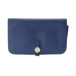 HERMES Dogon GM Blue Electric X Stamp (around 2016) Unisex Togo Long Wallet