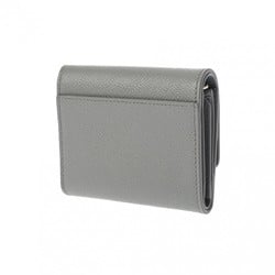 CHRISTIAN DIOR Lotus Wallet Grey Women's Leather Tri-fold