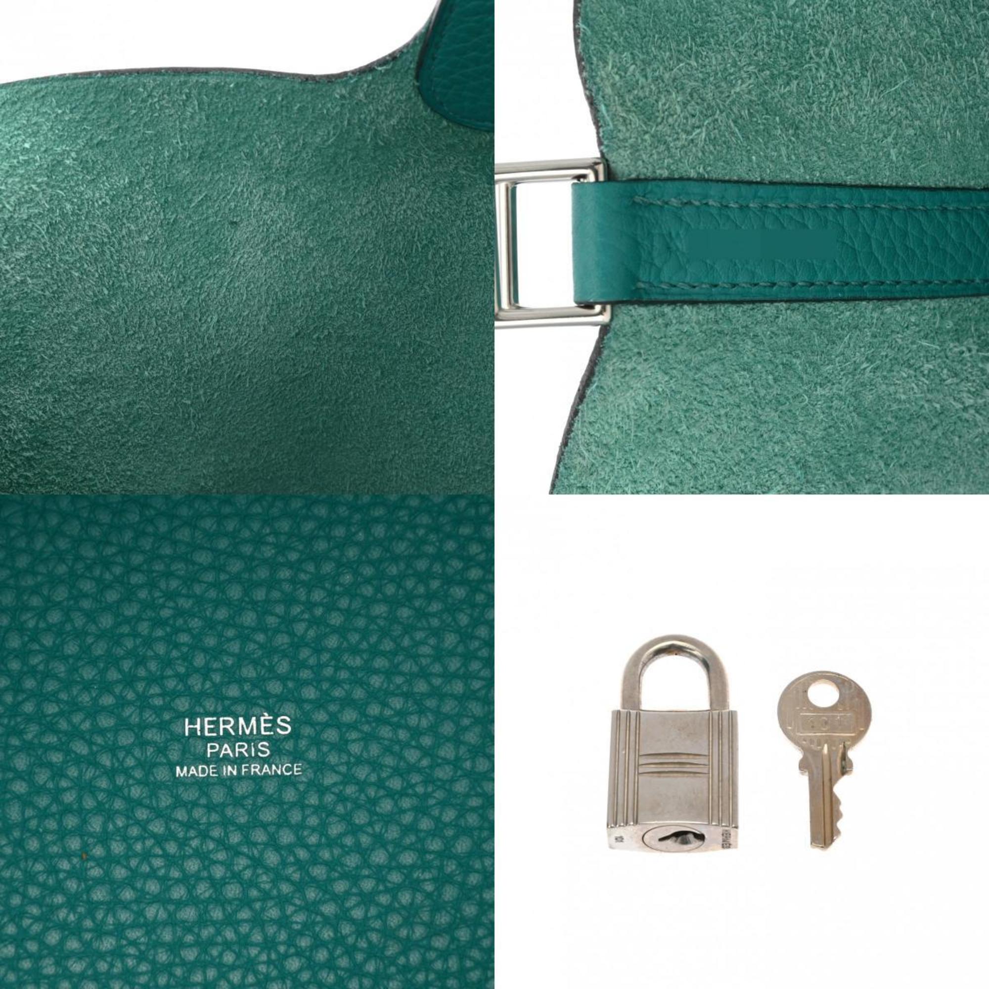 HERMES Picotin Lock MM Blue Paon X Stamp (around 2016) Women's Taurillon Clemence Handbag