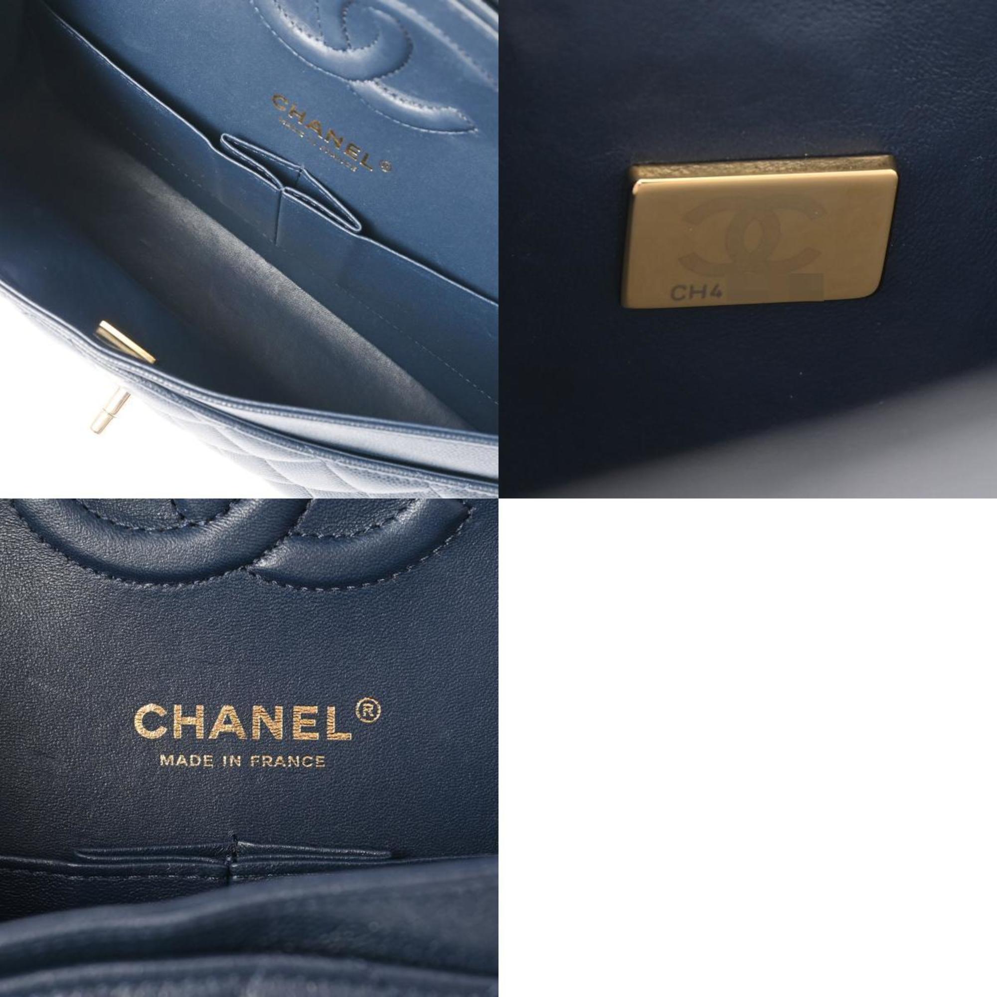 CHANEL Chanel Matelasse Chain Shoulder Double Flap 25cm Navy A01112 Women's Caviar Skin Bag